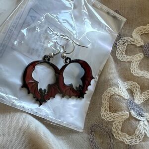 Red Bat Wing Earrings